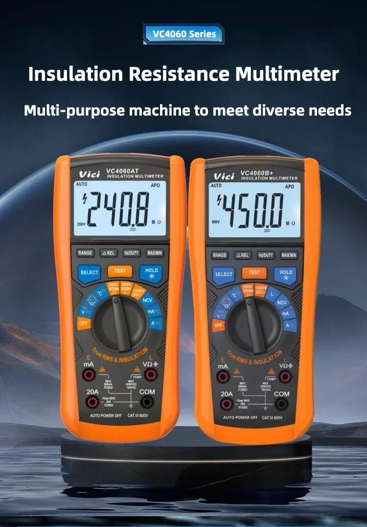 2-in-1-True-RMS-Isolationswiderstandstester und Multimeter, 6000 Zählungen, 2 GΩ bei 1000 V, NCV,