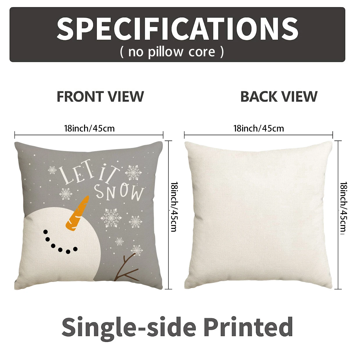 1/4pcs grey Christmas pillowcase reindeer Christmas ball Christmas tree snowman printed cushion cover, Christmas decoration