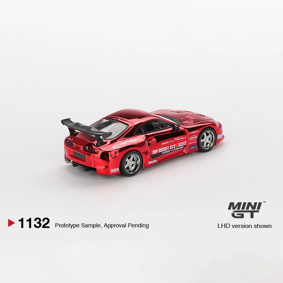 Auf Lager, Versandbereit: MiniGT 1132 1:64 Toyota Supra MK4 Top Secret GT-300 Chrom-Rot LHD Druckguss-Modellauto – Detail 10