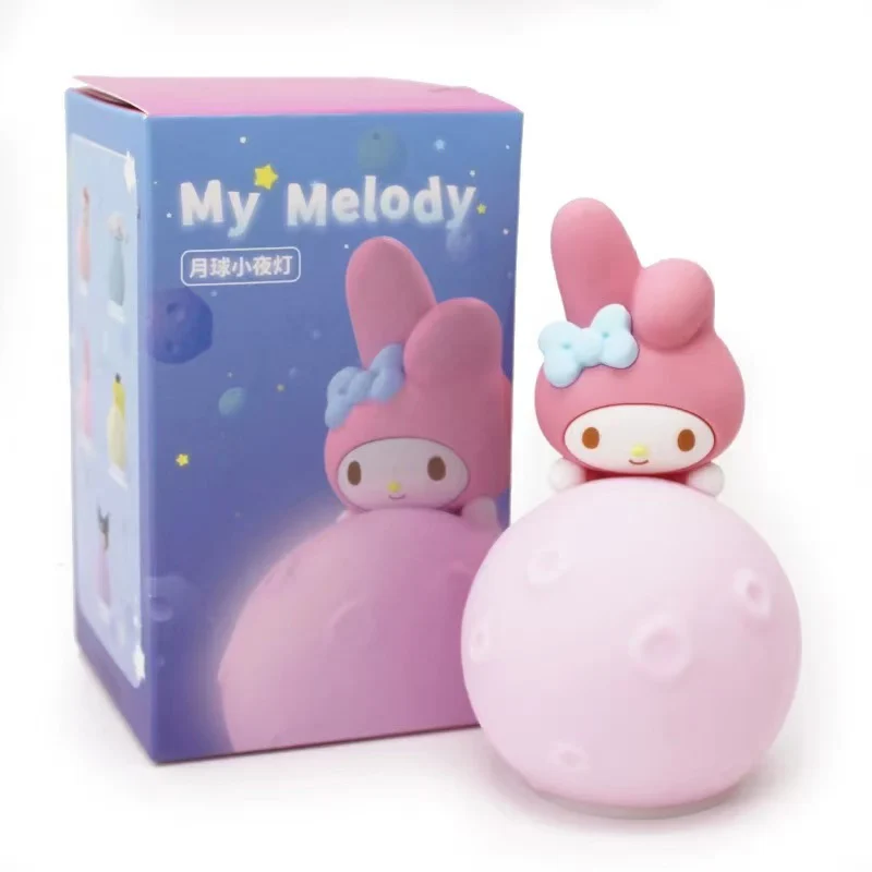 Authentic Sanrio Moon Night Light HelloKitty MY MELODY KUROMI POMPOMPURIN Cinnamorol Doll Handmade Ornament Children's Toy Gift view 2