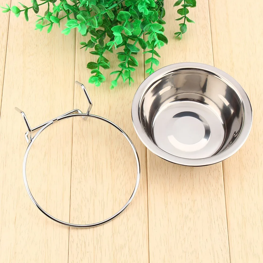 Durable Build Stainless Steel Dog Bowl Hanging Type Thickened Body Pet Bowl Anti Tip Fixed Mount Dog Feeder Pet Nest Use