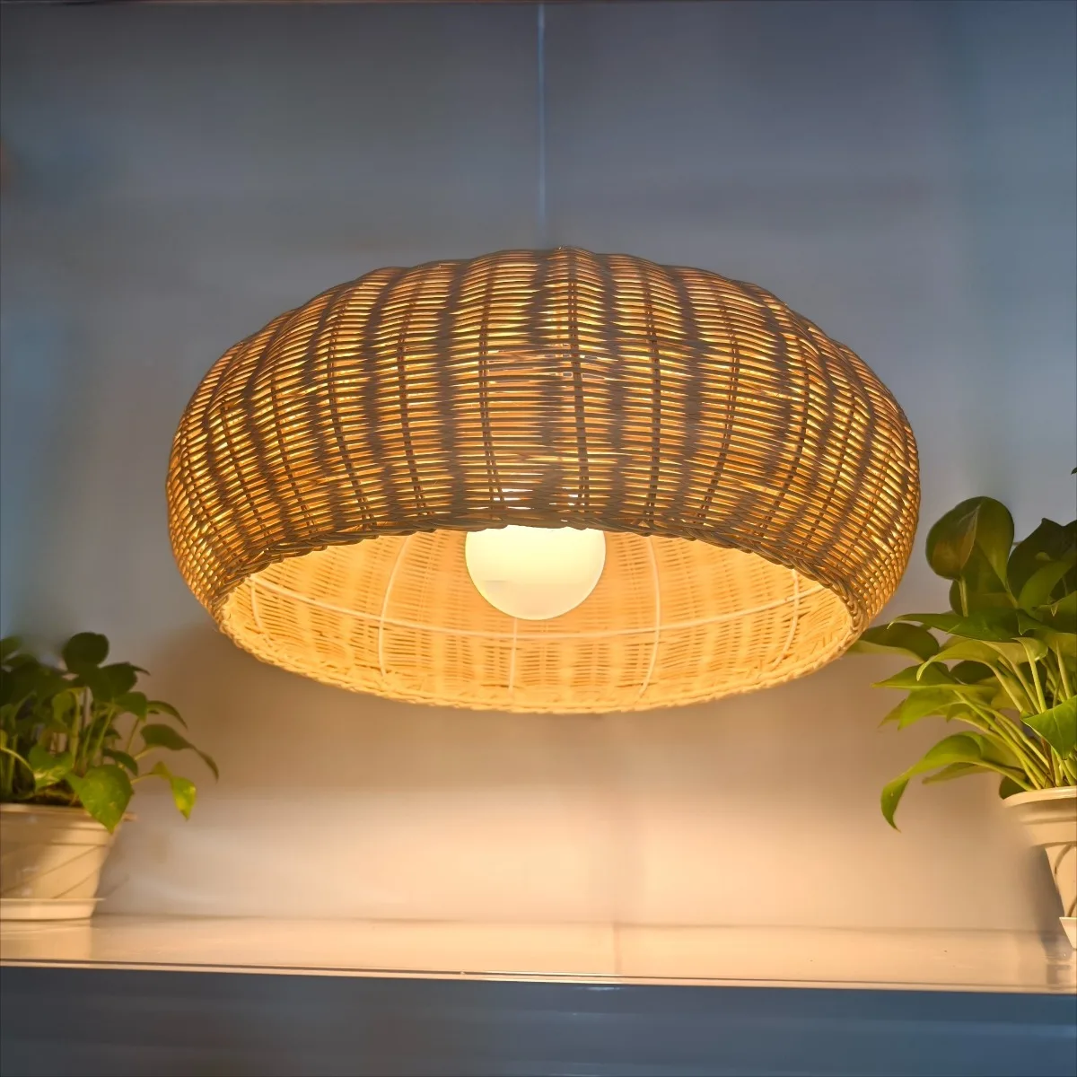 

JOYINLED 55/48/17cm Rattan Pendant Lamp Hand Knitted Chinese Style Weaving Hanging Lamps Restaurant Home Decor Lighting Fixtures