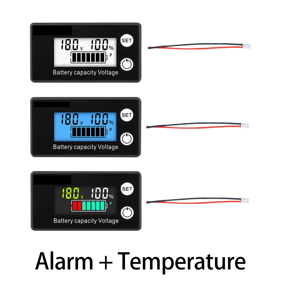 

Battery Capacity Indicator DC 8V-100V Lead Acid Lithium LiFe PO4 Motorcycle Voltmeter Voltage Gauge for 6133A Battery with Alarm