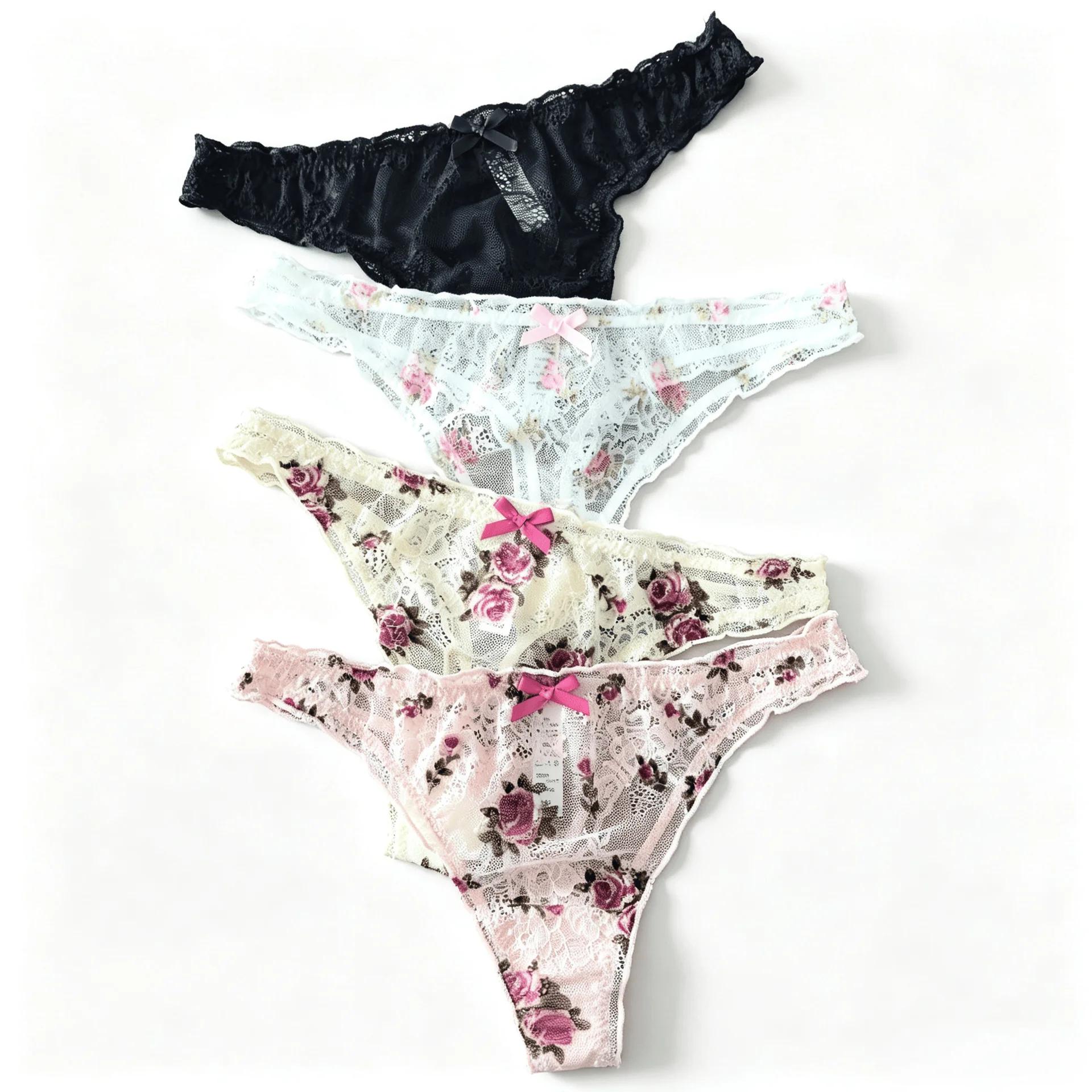 Spitzenblumen Sexy Damen-Slips Tanga G-String Mädchen-Höschen Dünne Transparente Niedrige Taille Unterwäsche Damen-Lingerie