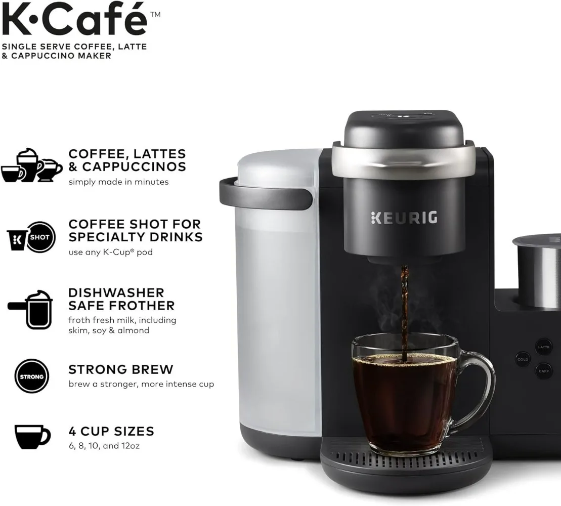 K-Cafe Single Serve K-Cup Coffee, Latte and Cappuccino Maker, Dark Charcoal