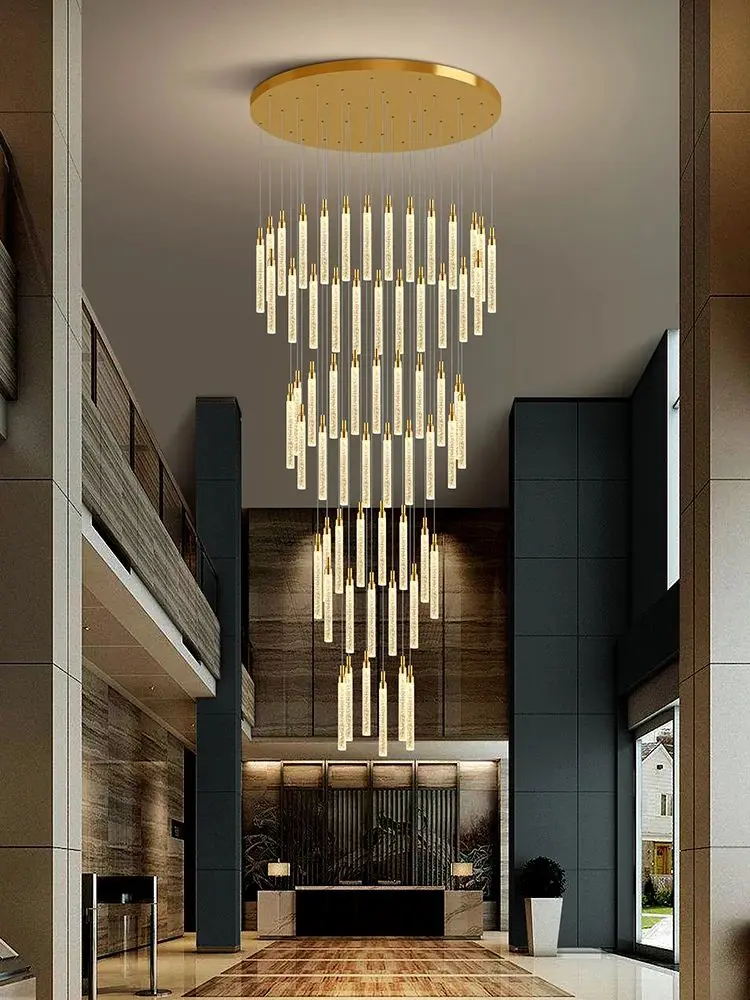 Staircase chandelier long chandelier crystal raised rotating staircase loft apartment villa duplex building large chandelier