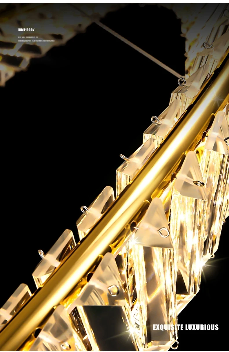 Modern Crystal Led Chandelier For Dining Room Living Room Kitchen Bedroom Ceiling Pendant Lamp Gold Remote Control Hanging Light