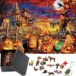 Halloween Puzzles Animals Puzzles Wood Parent-child interaction Kids Keychains Brain teasers Animal Educational Toys Model Kits