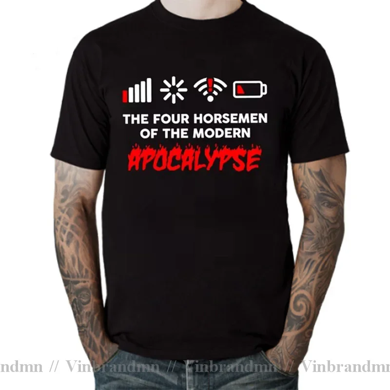 Camiseta divertida nueva de los cuatro jinetes del Apocalipsis moderno, camiseta divertida Geek Nerd sin señal Wifi Unisex para hombres y mujeres, camiseta