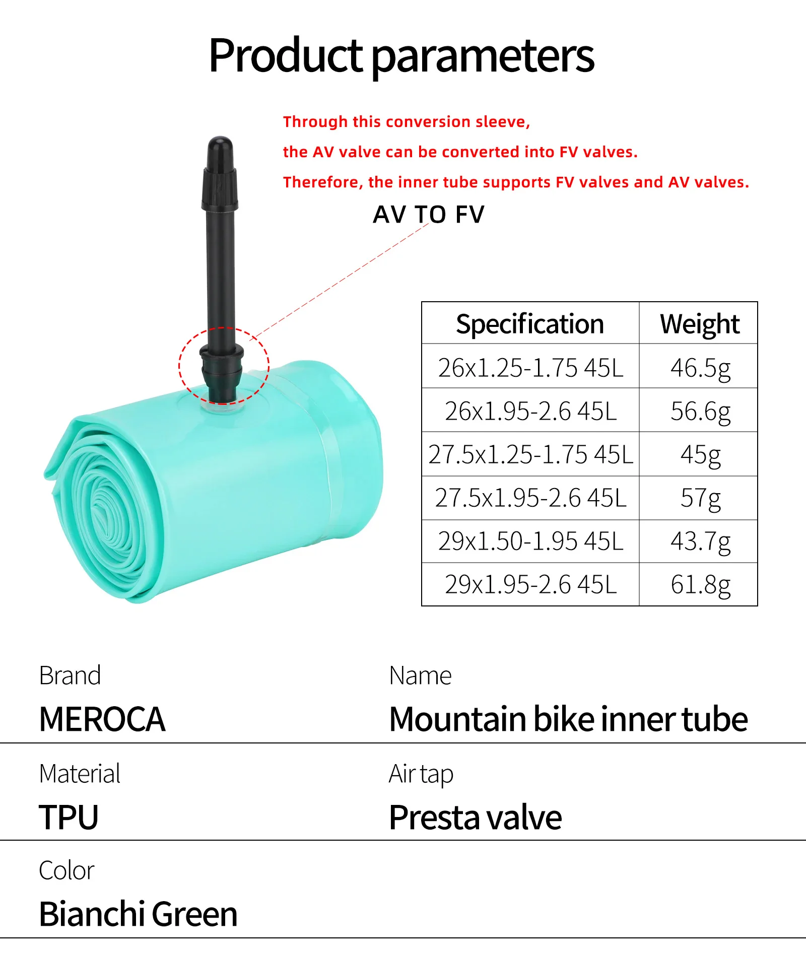MEROCA Mountainbike-TPU-Schlauch, 26 Zoll, 27,5/29 Zoll, 45 l, ultraleichter MTB-Fahrradschlauch – Detail 4