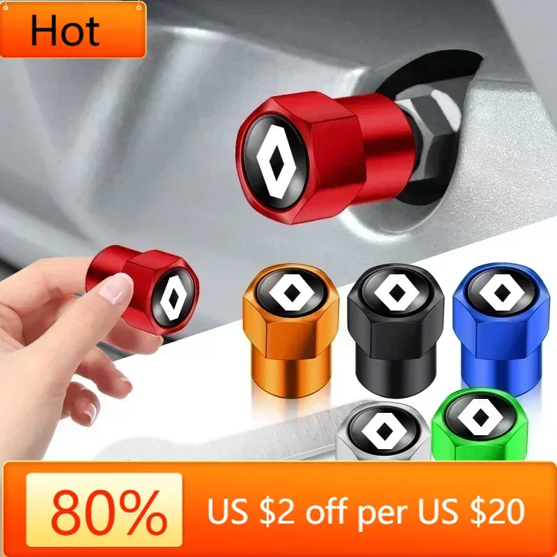 

Interior Stickers 4Pcs Car Styling Metal Wheel Stem Covers Tire Valve Caps Decoration For Renault RS Fluence Laguna Scenic Latit