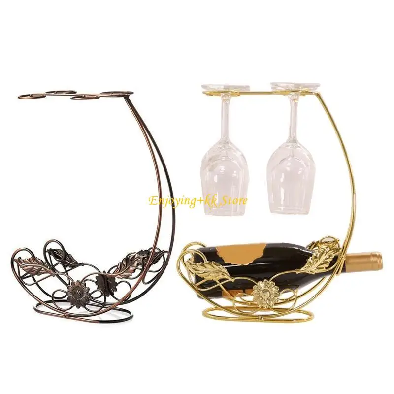 

Q1JB Железный материал Countertop Wine Glass Holders держит 1 бутылку и 4 стакана