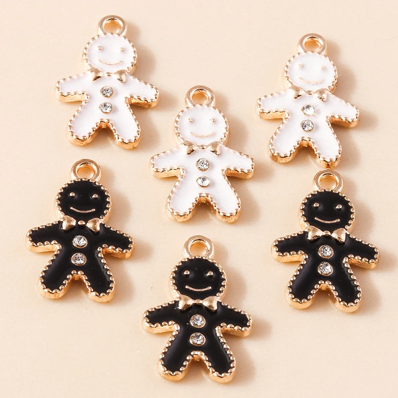 20 Stück 12x19mm Niedliche Kleine Emaille-Weihnachts-Lebkuchen-Anhänger für Schmuckherstellung, Halsketten, Ohrringe, DIY-Bastelbedarf – Detail 5