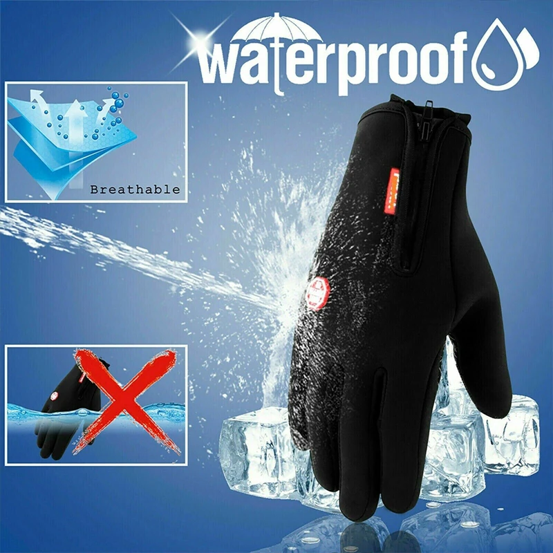 Guantes cálidos de invierno para pantalla táctil, resistentes al agua, a prueba de viento, antideslizantes, para ciclismo, esquí y deportes