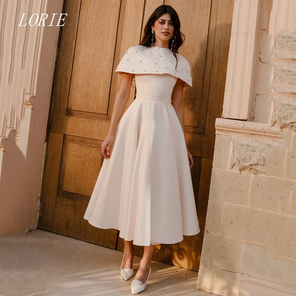 

LORIE Luxury A Line Civil Wedding Dress Scoop Bridal Dresses Appliques Beading Wedding Gown Customized 2026
