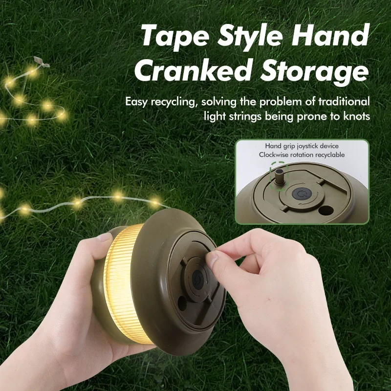 20M Camping String Light 1800mAh LED บรรยากาศ Strip โคมไฟแบบพกพากันน้ําสําหรับตกแต่งสวนกลางแจ้งเต็นท์โคมไฟ