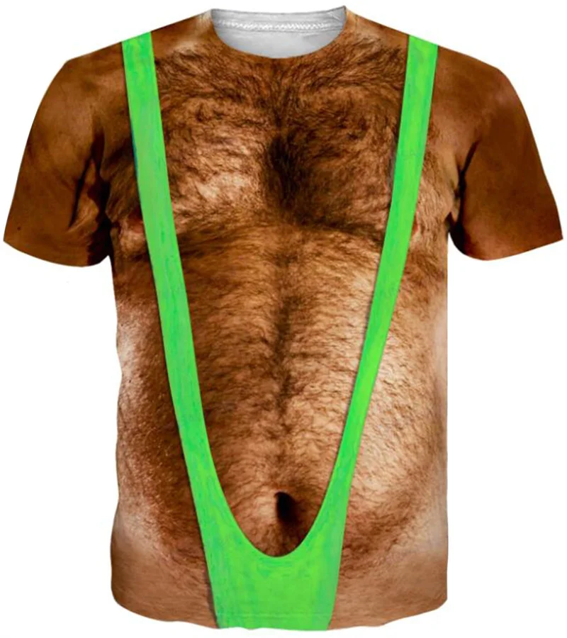 Trick, Funny, Fun, Hairy Chest Pattern, Men's Printed Muscle, Fake Abdominal Muscles, Summer and Spring Role-playing Costumes image 3