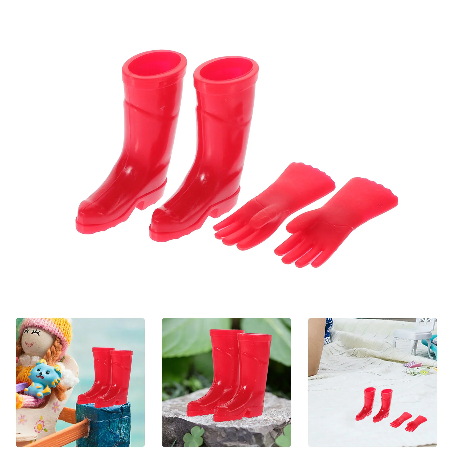 Mini Rain Boots Gloves Miniature Figurine Toy House Shoes Small Decorations Ornaments Model Figure