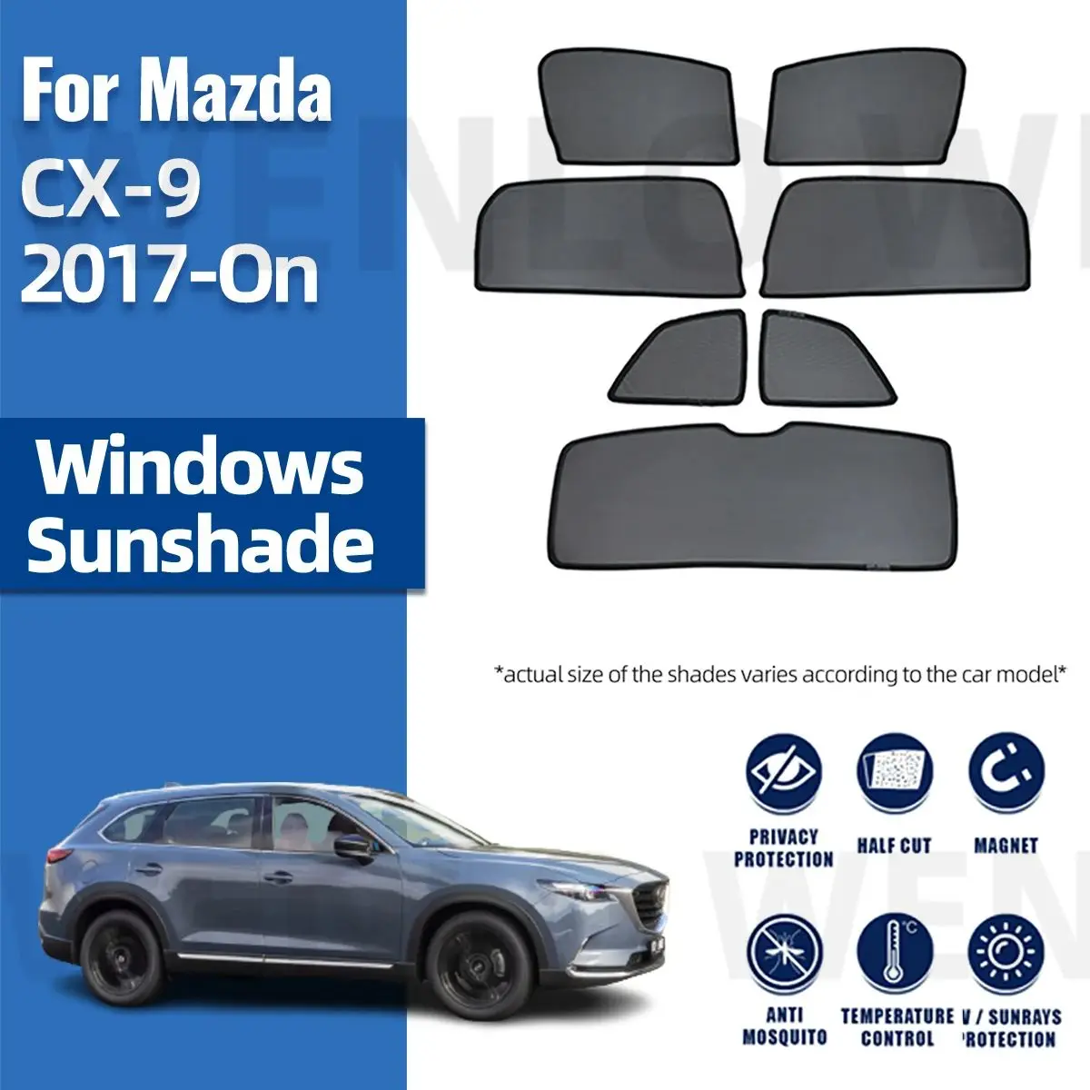 For Mazda CX-9 CX9 2017-2024 Magnetic Sun Shade Car Sun Visor Front Windshield Curtains Summer Window Sunshade Auto Accesorries