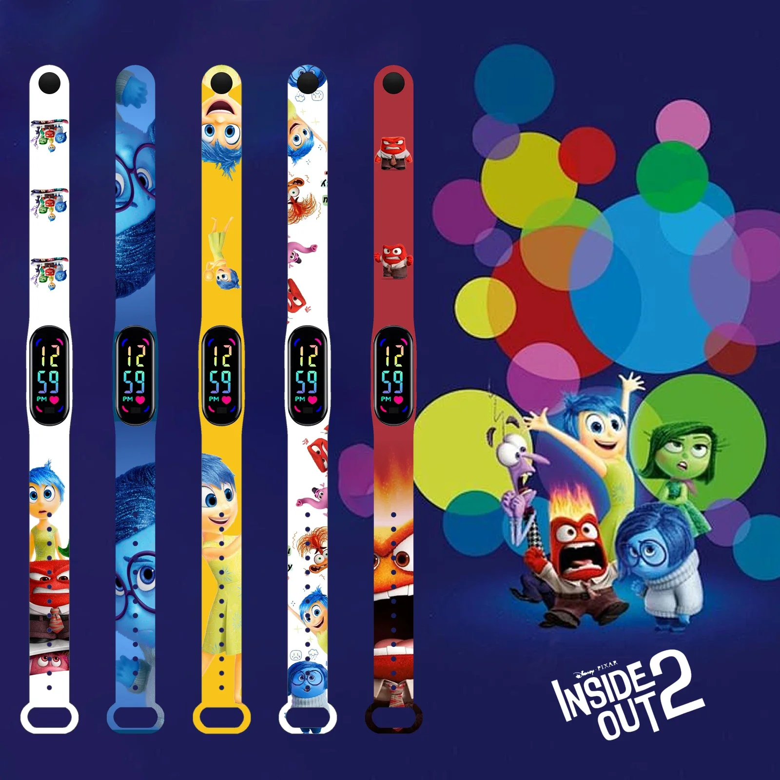 Inside Out 2 Watch Kid Anime Electronic Watches Cartoon Character Figures LED Touch Child Birthday Gifts Boys Girl Watch Gifts