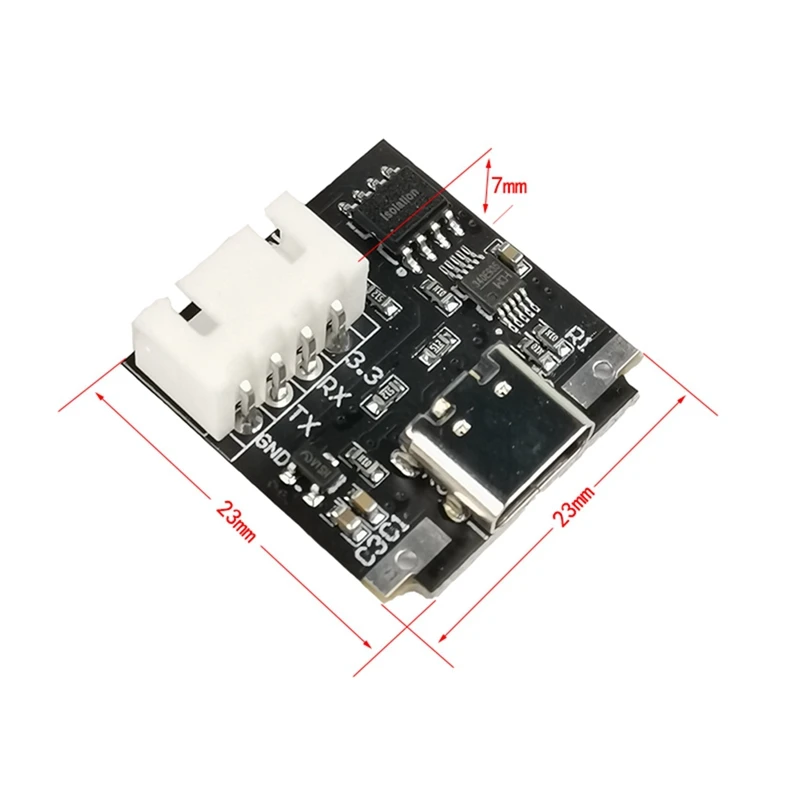 USB-C к последовательному порту Модуль платы UART Изолированный модуль USB к TTL 3,3 В TYPE-C Кабель для загрузки Щетка для обновления Промышленная