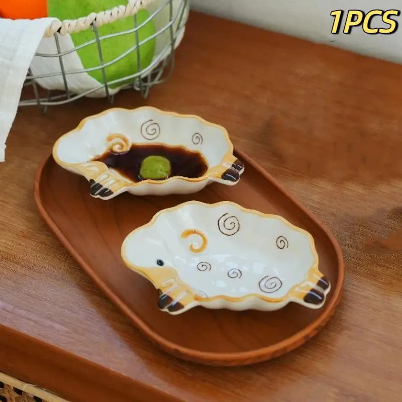 New Ceramic Alpaca Dipping Sauce Plate Cute Creative Small Condiment Dish Seasoning Tray Home Kitchen Tableware Supplies