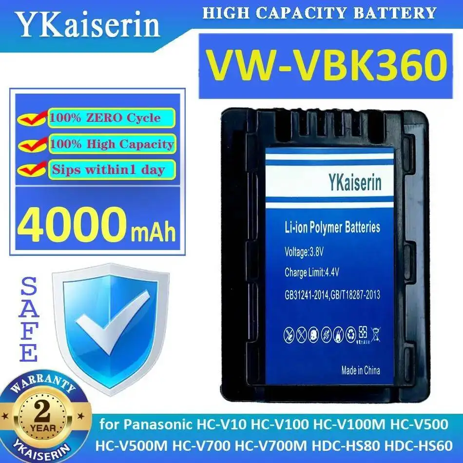 

Camera Battery VW-VBK360 4000Mah For Panasonic HC-V10 HC-V100 HC-V100M HC-V500 HC-V500M HC-V700 HC-V700M Hdc-HS80 Hdc-HS60