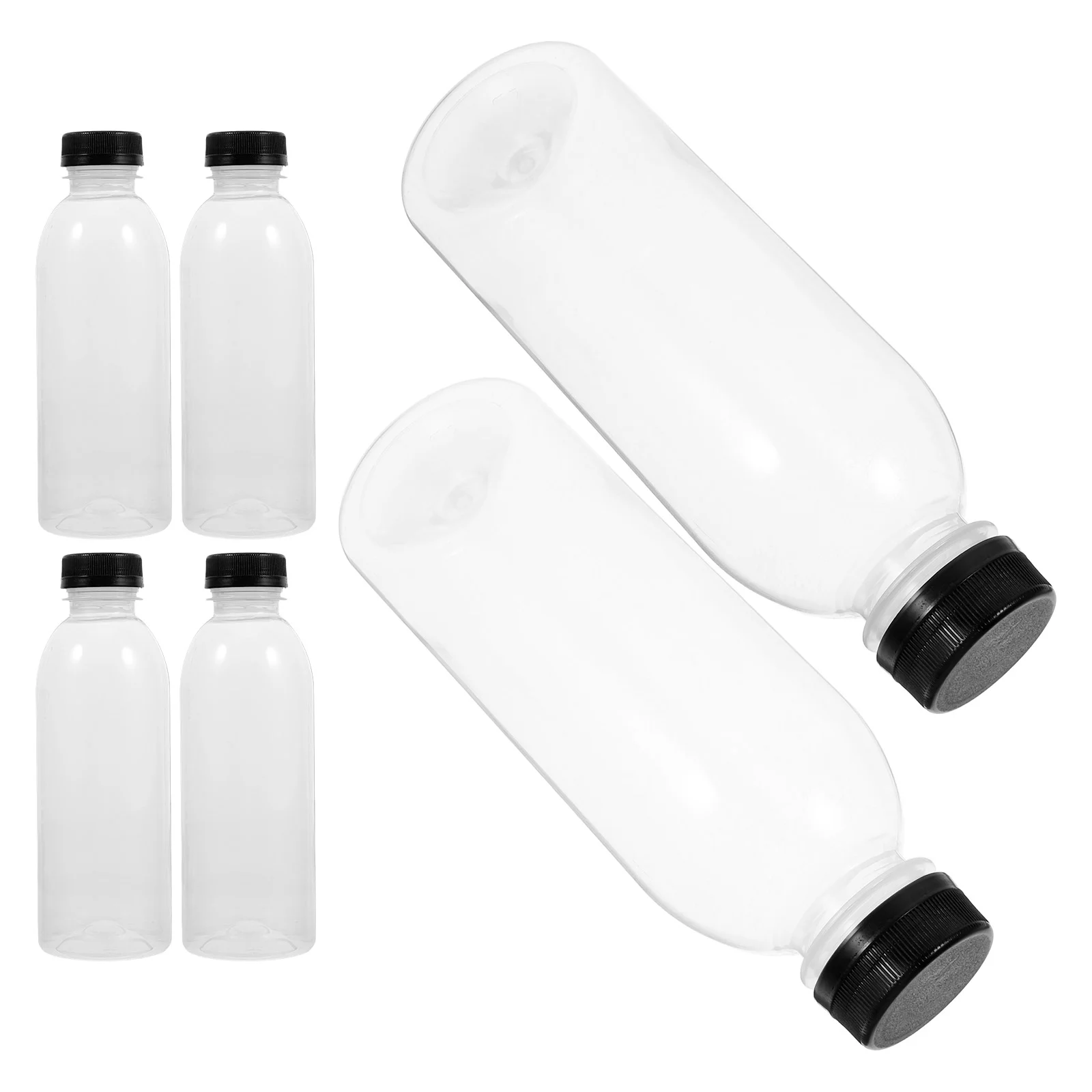 

6 PCS Glass Bottle Milk Plastic Empty Transparent Sports Water Storage Favor Jars PET Bottles Round