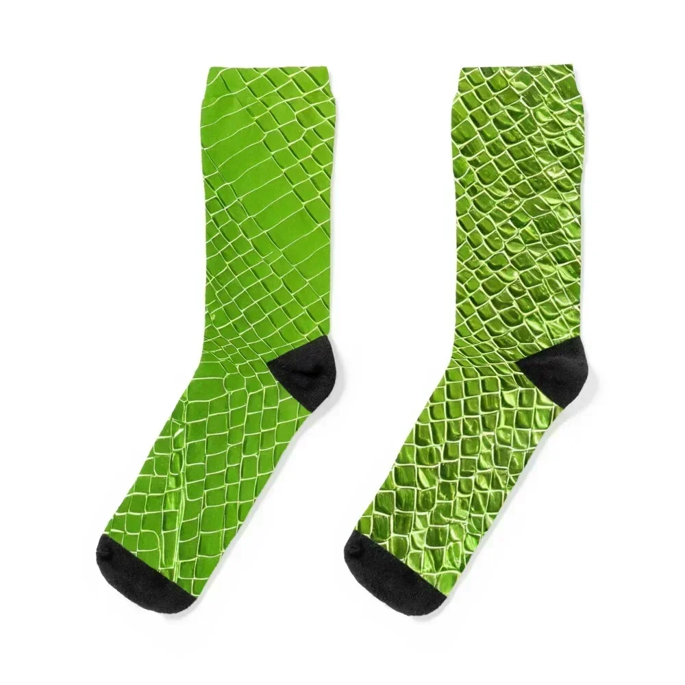 

Snake Skin Green Socks Novelties christmas gift hockey Socks Women Men's