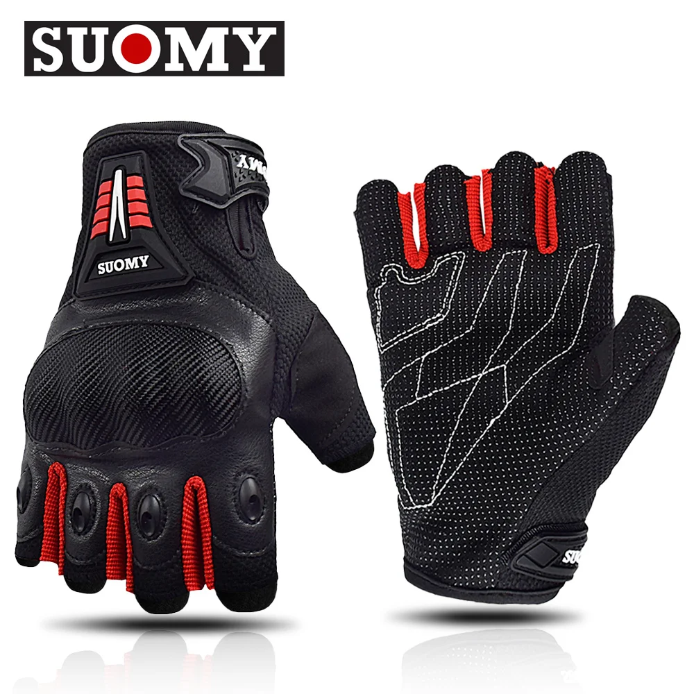 SUOMY guanti da Moto mezze dita da uomo estivi da donna guanti da ciclismo da motociclista da corsa antiscivolo rossi da Motocross