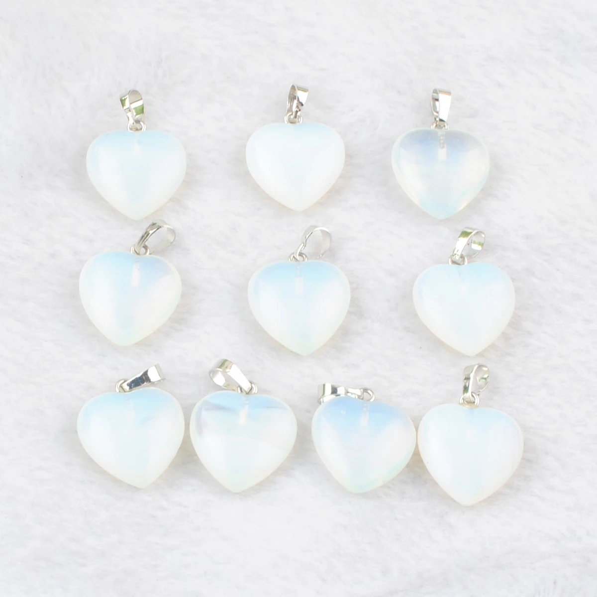 20mm Heart Shaped Natural Opal Gemstone Pendants Reiki Chakra Healing Charms DIY Jewelry Making Classic Fashion 10Pcs DN3435