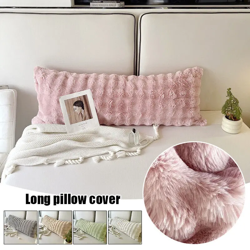 Winter Faux Rabbit Plush Pillowcase Pillow Cover Long Couch Throw Zipper Couple Skin Friendly Cozy Warmth Duvet Covers