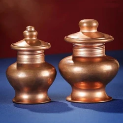 Buddhist MIni Tantric Bottle,Copper Tribute Organizer , Auspicious Luster, Red Tibetan Spices Storage Bottle, Desktop Decorative