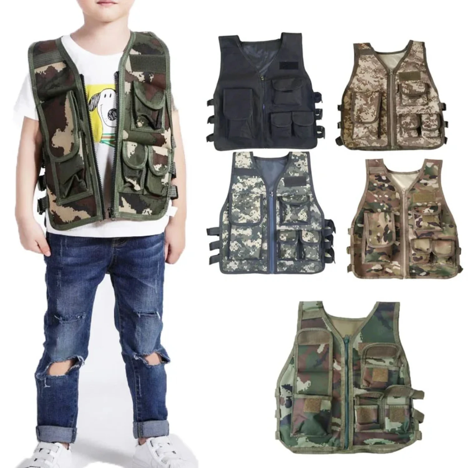 Tactical Vest Hunting Combat Bulletproof Uniform Special Costumes Forces Children Camouflage Jungle Clothing Staff Kung fu shoes