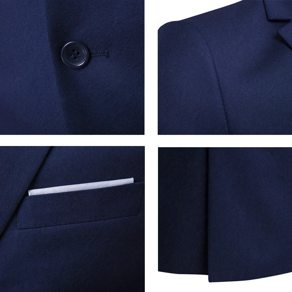 Wedding Suits For Men Elegant 3 Pieces Set Luxury Blazers Jackets Vest Pants Outfit Fashion Classic Full 2024 Formal Costume