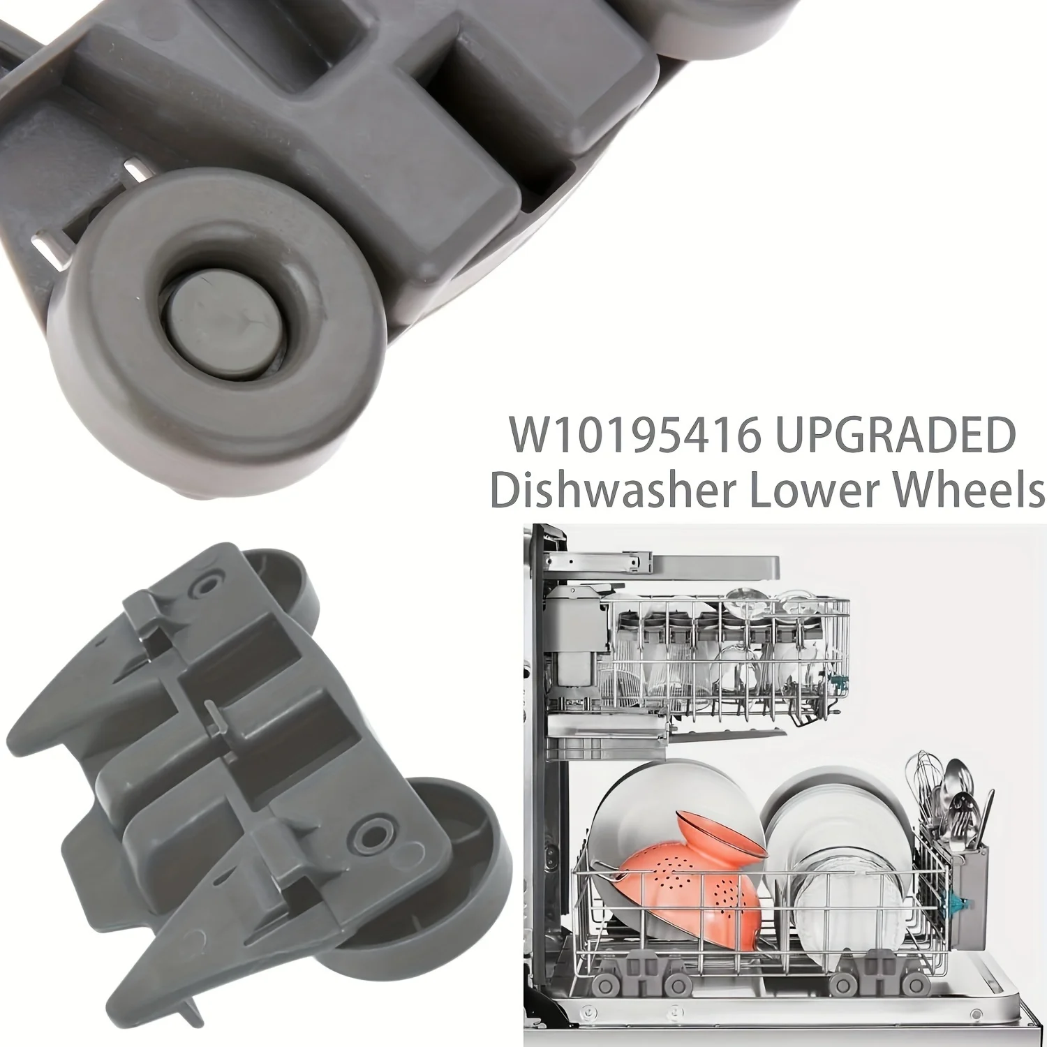 W atualizado 10195416   Roda inferior da bandeja da máquina de lavar louça - totalmente adequada para máquinas de lavar louça KitchenAid Whirlpool Kenmore - substitui AP 5983730   W10195