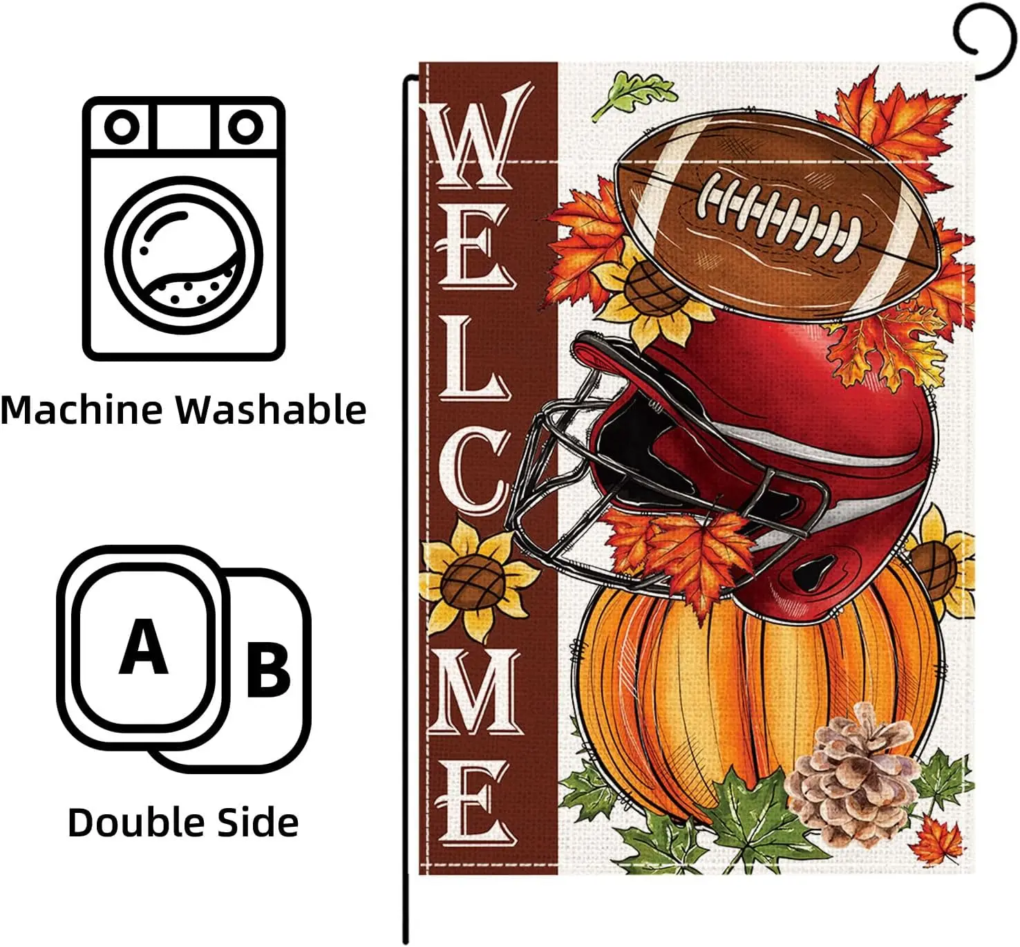 أعلام حديقة الخريف، ديكورات الخريف للمنزل الخارجي، ديكورات الخريف للمنزل، حديقة البيسبول اليقطين لعيد الشكر في الخريف F FFI