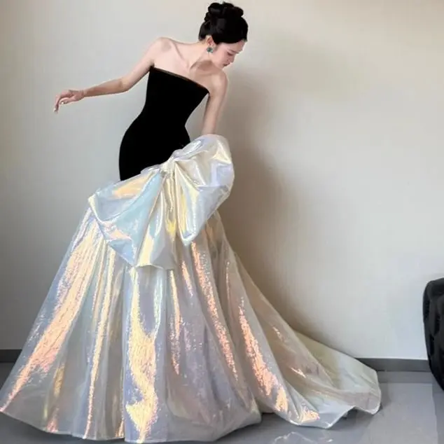 

Русалка Принк Доктор с большой галстуком-бабочкой, длинная юбка, модная молния с высокой талией, подарок на день рождения для взрослых, церемония...