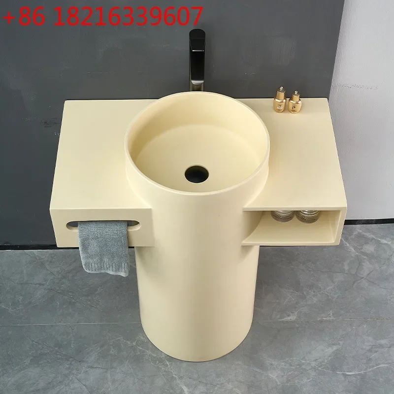 Cream wind column wash basin art floor cylindrical  integrated floor type