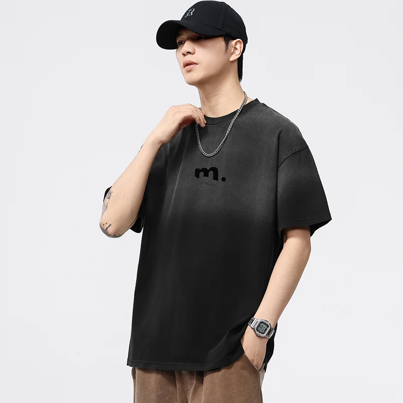 

Летняя японская простая универсальная футболка с принтом, круглым вырезом, коротким рукавом, свободного кроя