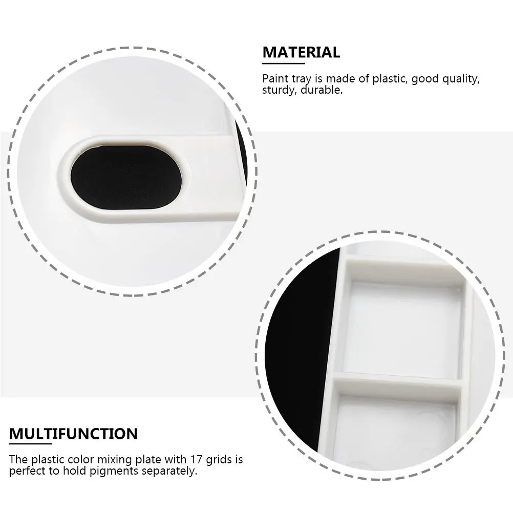 

3Pcs White Plastic 17 Grid Painting Palette Easy Clean Color Mixing Tray for Art Craft Drawing Student Supplies