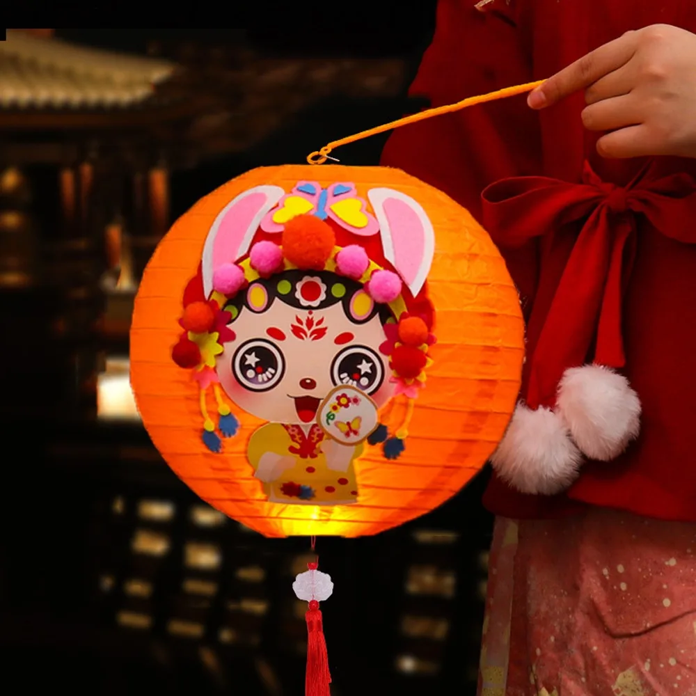 

Cute Chinese Rabbit Lantern Traditional Portable Handheld Paper Lantern Handmade Blessing Antique Lantern Festival Gift