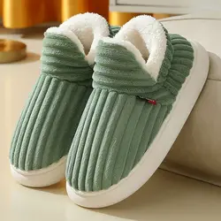 New Arrival Winter Slippers Warm Plush Women Wrap Heels Cotton Shoes Female Indoor Non-slip Slippers Couple Home Furry Slides