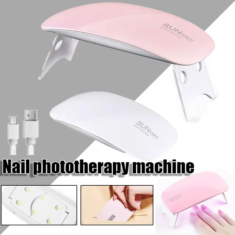 Mini UV LED Nail Lamp 6W - 6 LED Gel Polish Dryer, Foldable USB Interface 60s/120s Timing Manicure Curing Light