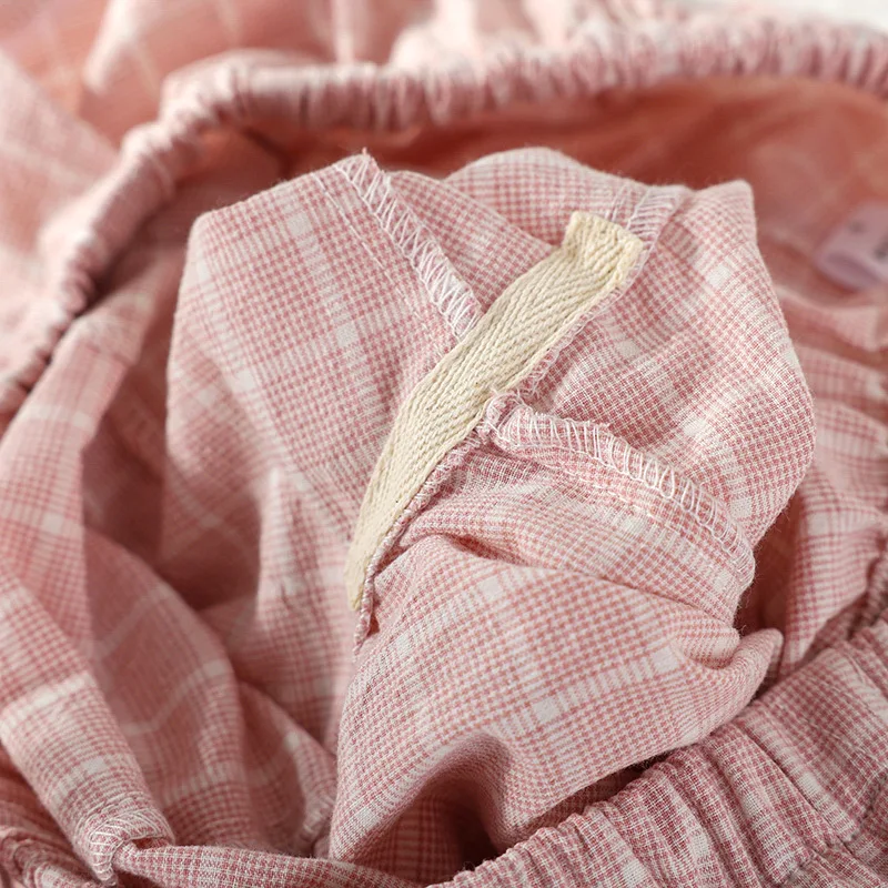 2026 جديد الربيع/الصيف زوجين النائمة السراويل 100% القطن الشاش الرجال والنساء السراويل رقيقة اليابانية متقلب فضفاض المنزل السراويل #6