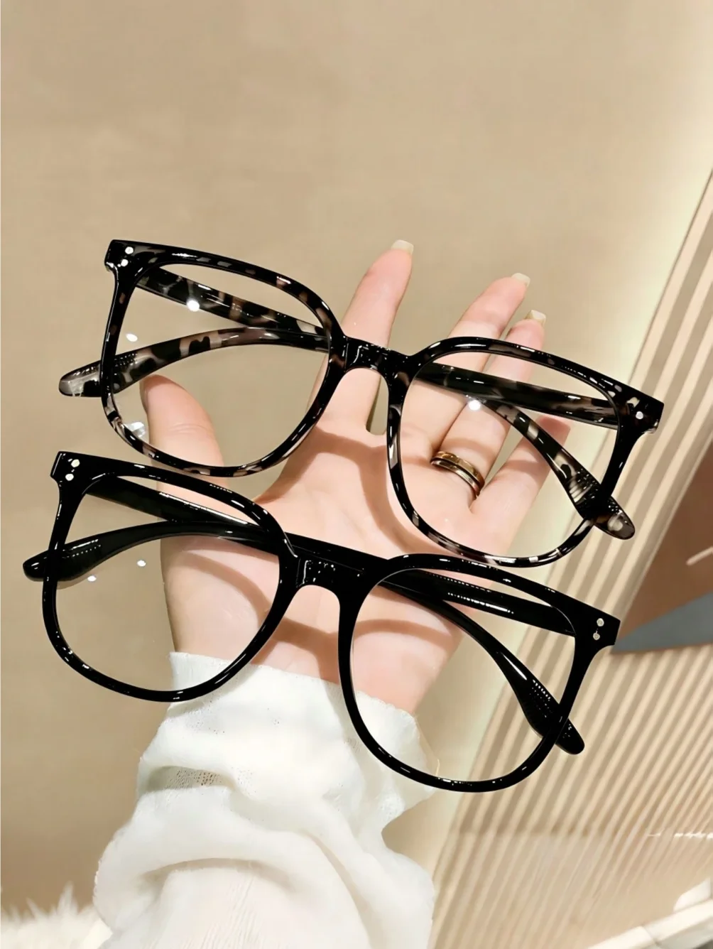2 Pairs of Unisex Retro Square Plastic Frames, Bohemian Style Fashionable Transparent Glasses Set, Accessories