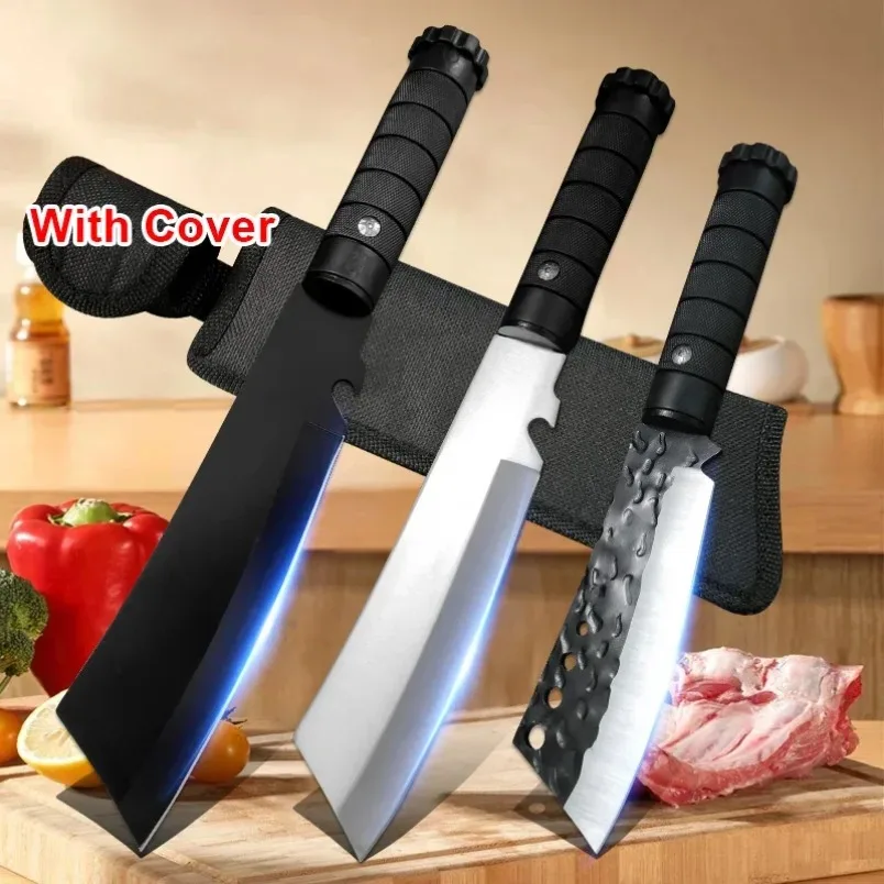 High Hardness Sharp Chopping Knife Hand Forge Kitchen Butcher Knife Plastic Handle Utility Knife BBQ Slicing Fish Fruit Knife
