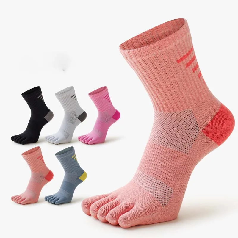 

Женские осенние эластичные спортивные носки с пятью пальцами, впитывающие пот, дышащие мягкие хлопковые носки, женские спортивные носки для фитнеса