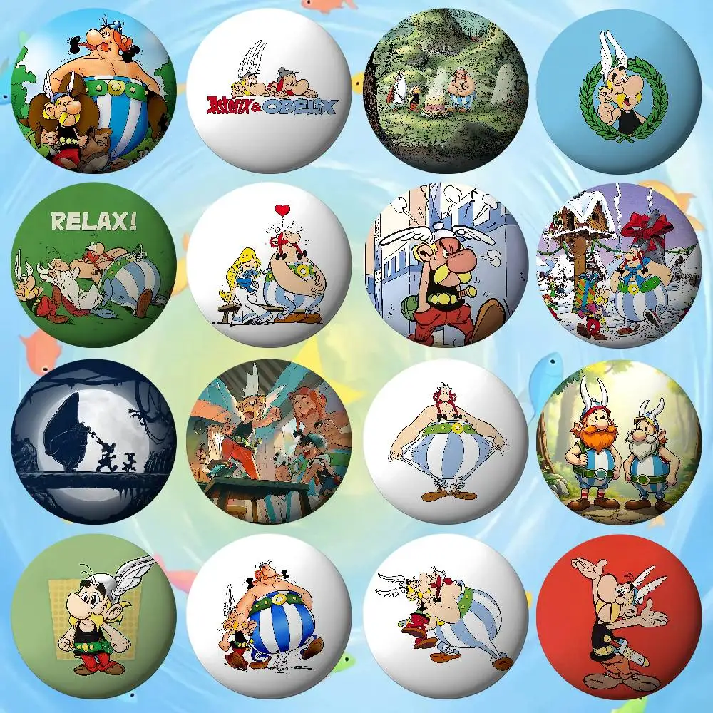 

A-Asterix Cartoon O-Obelix Badges Button Creative Funny Quotes Badge Clothes Backpack Jewelry Gift For Kids Friends