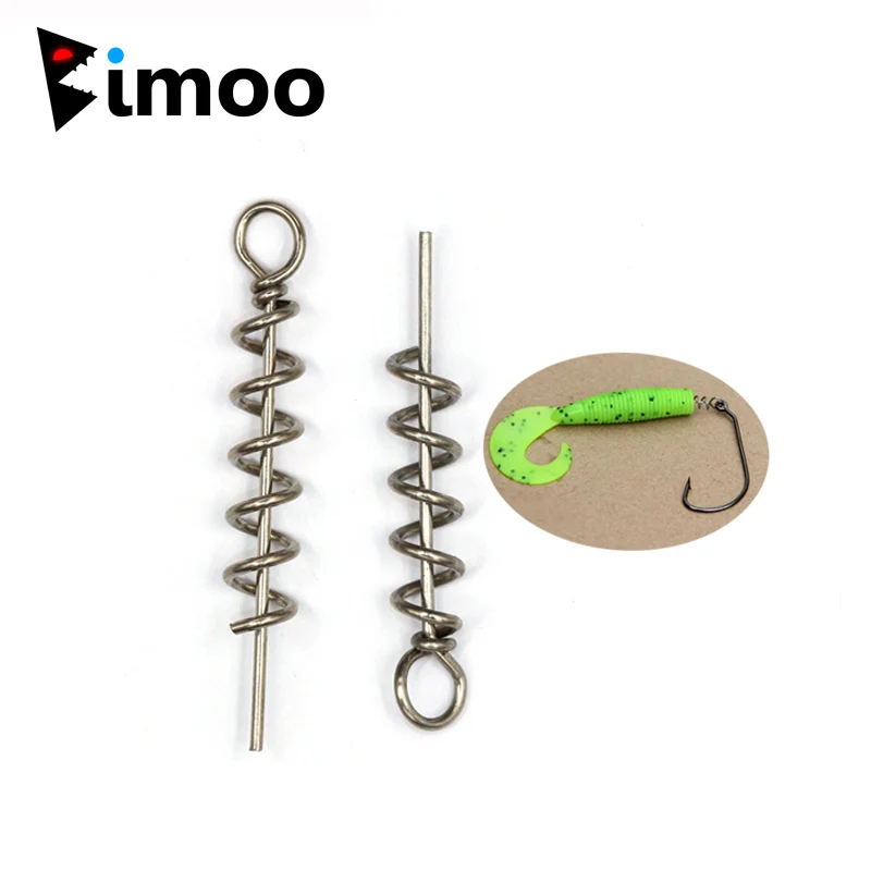 Bimoo 35mm 45mm 50mm Soft Bait Spring Lock Pin Stainless Steel Fishing Bait Connector Assist Worm Lure Screw Hook Fishing Tackle